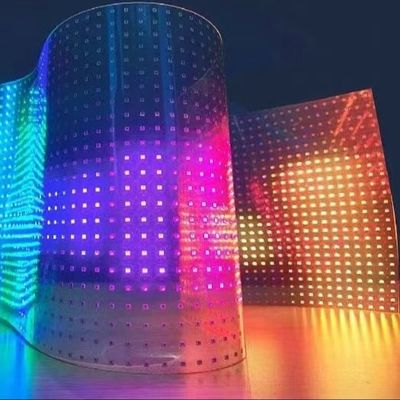Настраиваемая яркость Прозрачный светодиодный кристаллический пленковый экран для динамического визуального воздействия